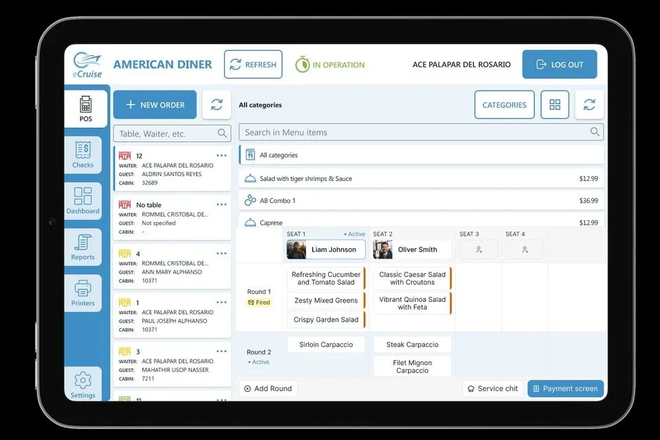 eDining POS interface